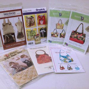 Bundle Lot of 7 Artsy Crafty DIY Sew 'Make A Tote' Patterns Shoulder Carry Bags